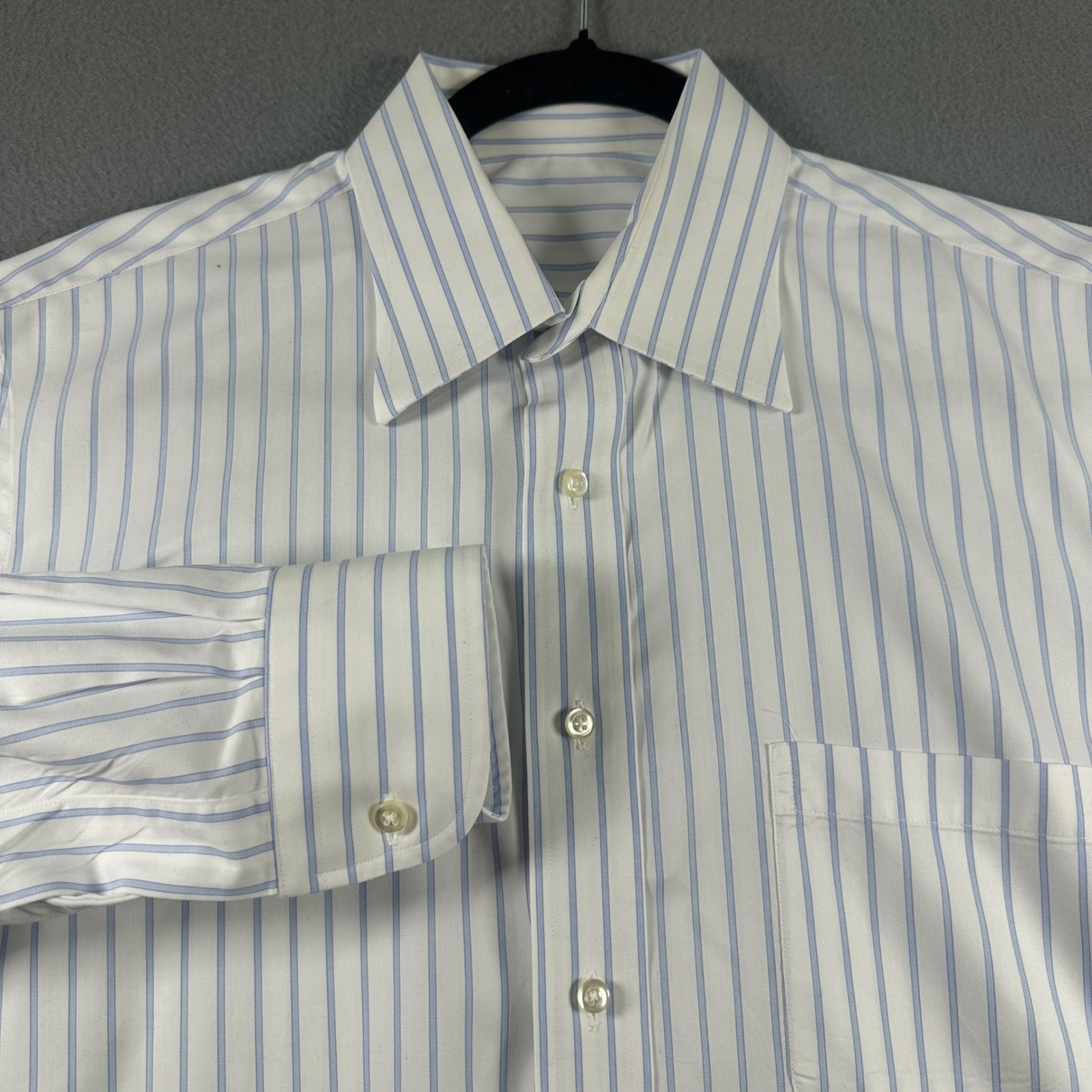Godfrys Custom Made Mens Striped Dress Shirt White Blue Long Sleeve Usa Made Godfrys Custom Made Mens Striped Dress Shirt White Blue Long Sleeve Usa Made